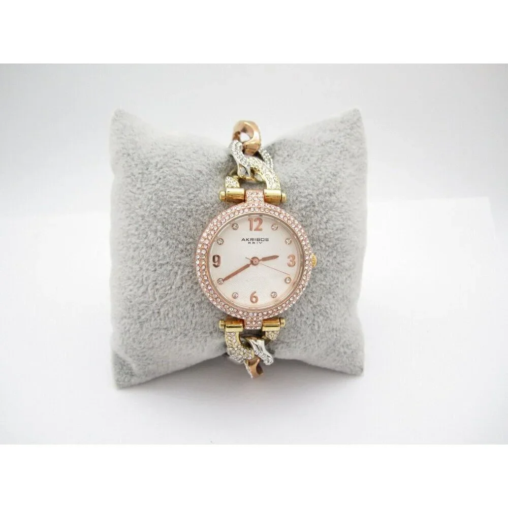 Women Akribos XXIV Crystal Quartz 27mm Analog Round Watch (G705) 